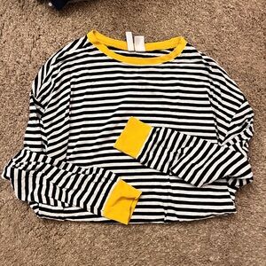 H&M Black and White Striped Shirt with Yellow Trim